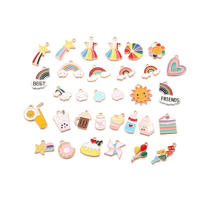 Cute Sun Keychain Cartoon Printing Connectors, 4Pcs