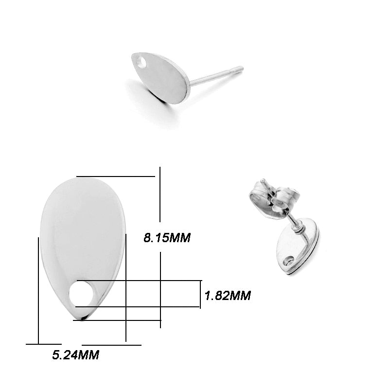 Stainless Steel Geometric Earring Stud Base, 10pcs