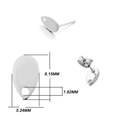 Stainless Steel Geometric Earring Stud Base, 10pcs