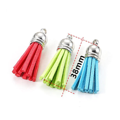 60 pendentifs en cuir vintage avec pampilles de 38 mm.
