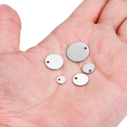 10-50pcs 6-30mm Stainless Steel Round One Hole Charms Pendants