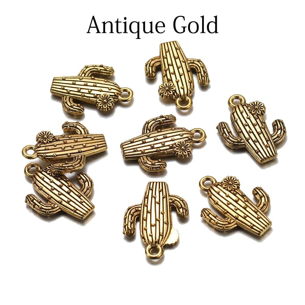 10 pendentifs cactus antiques 15x20mm