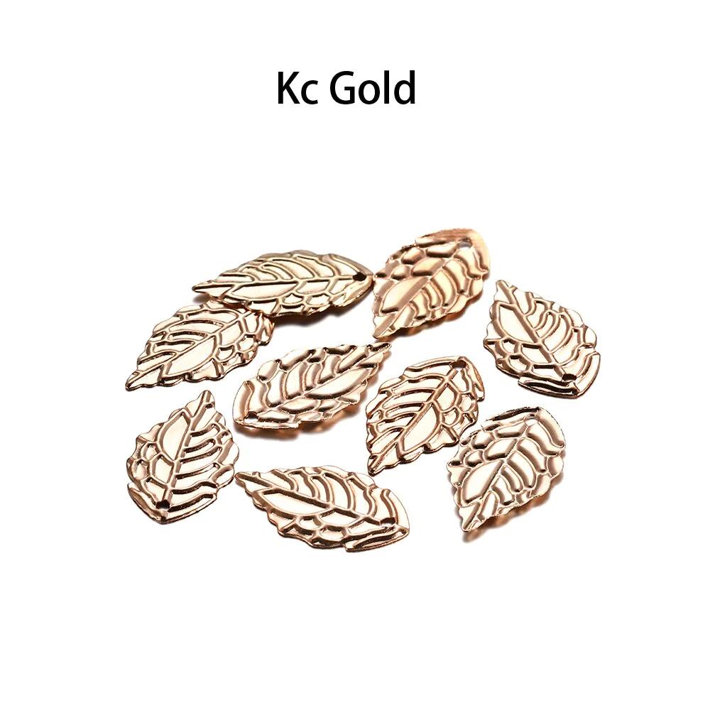 100Pcs 10x18mm Metal Leaf Shape Pendants