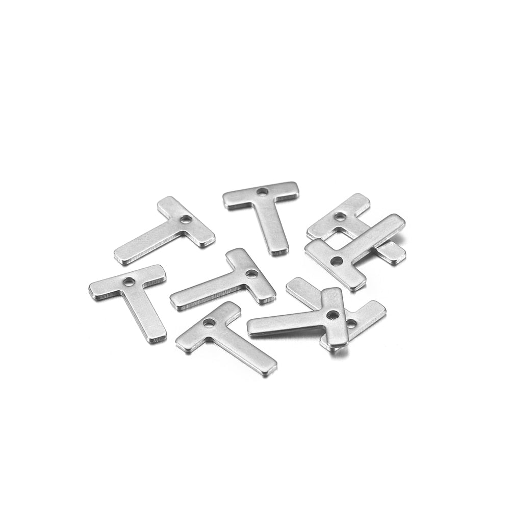 Pendentif lettre alphabet AZ en acier inoxydable, 50 pièces