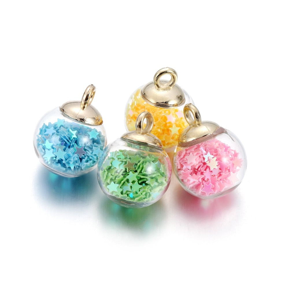 10pcs 16mm Transparent Glass Ball Star Beads