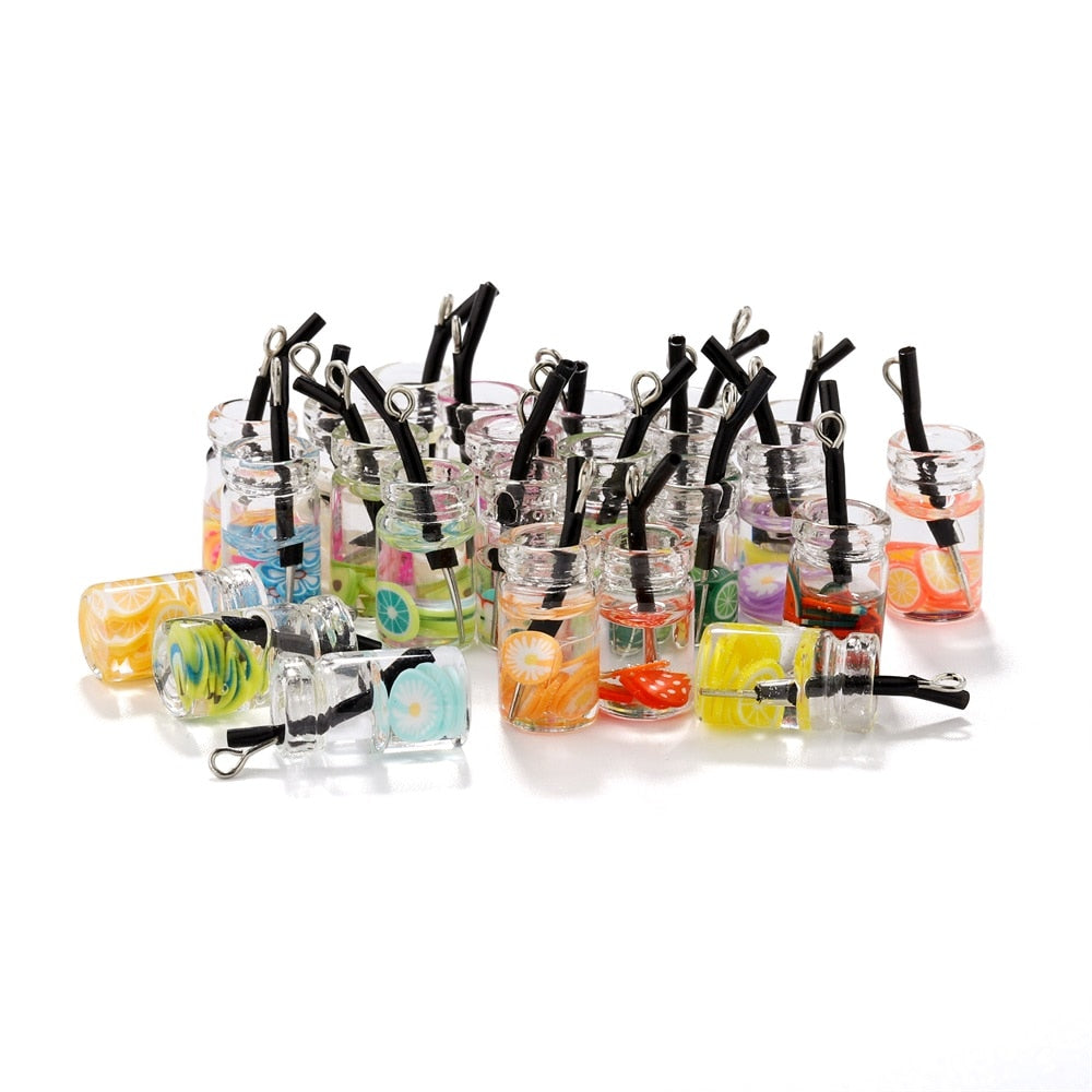 Obst in der Flasche-Charm-Anhänger, 10 Stück