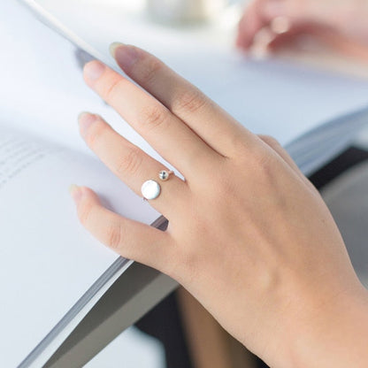 Geometric Disc Beads Silver Ring