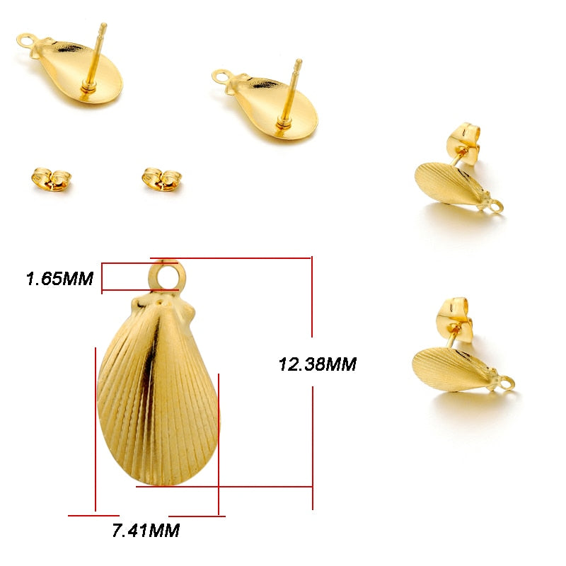 Stainless Steel Geometric Earring Stud Base, 10pcs