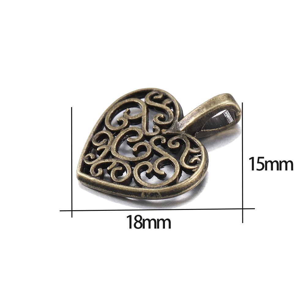 Tibetan Antique Heart Pendants, 30pcs