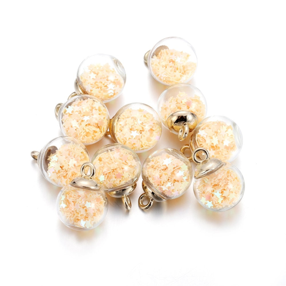 10pcs 16mm Transparent Glass Ball Star Beads