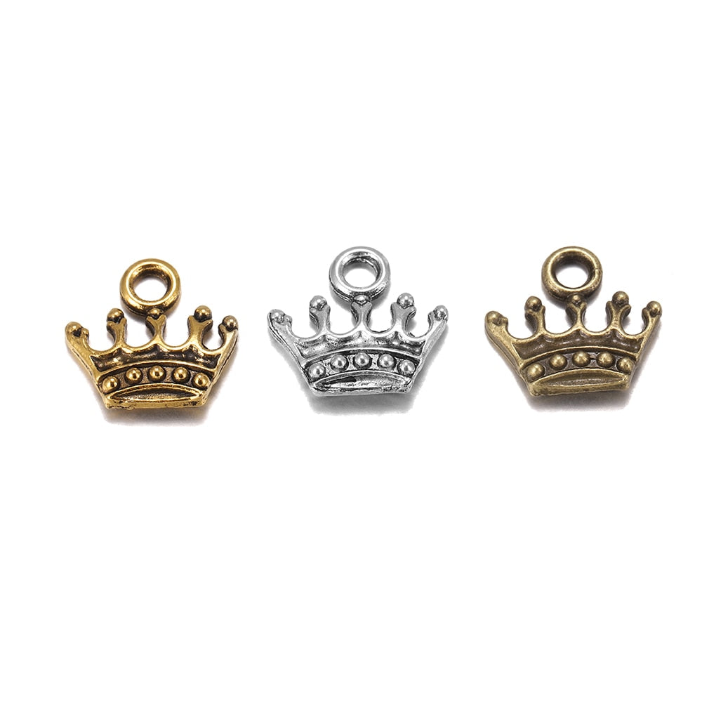 20 pendentifs couronne à breloques tibétaines 13x14mm