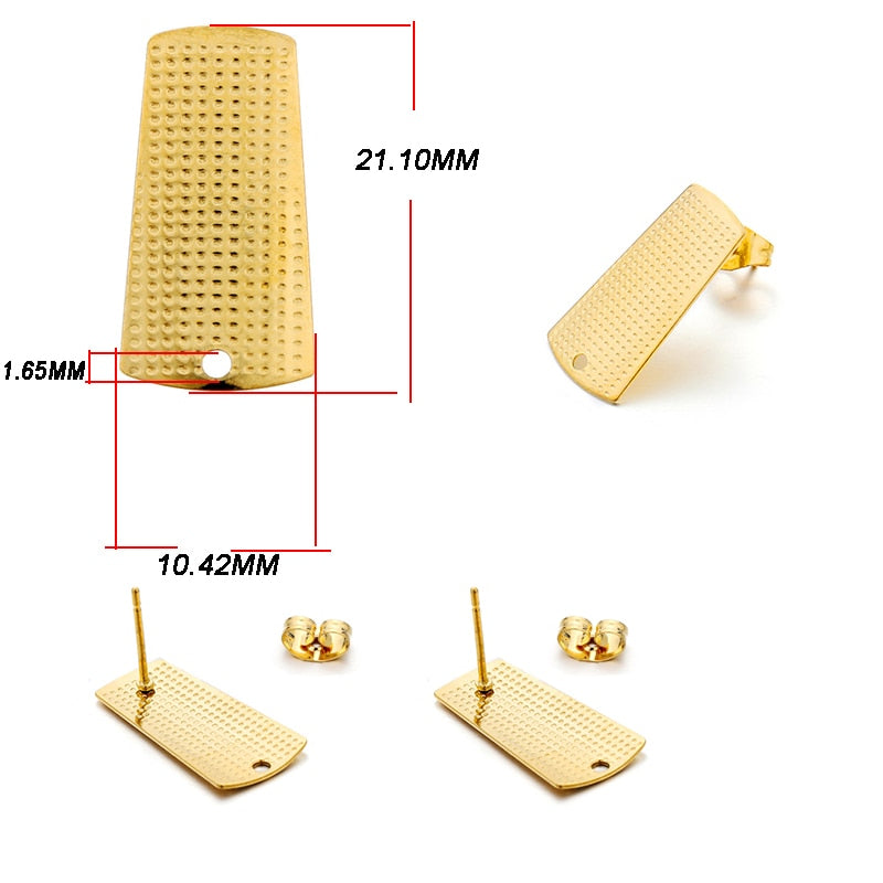 Stainless Steel Geometric Earring Stud Base, 10pcs
