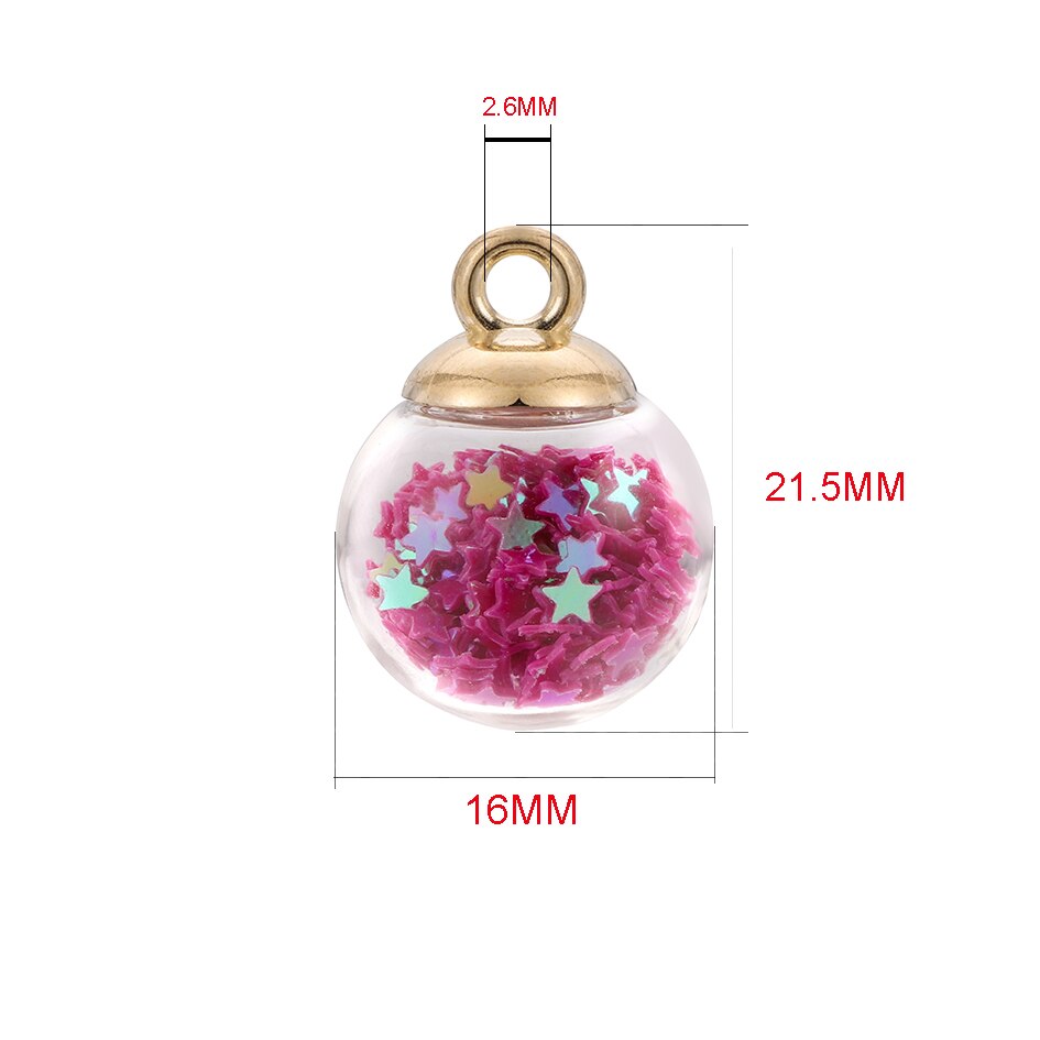 10pcs 16mm Transparent Glass Ball Star Beads