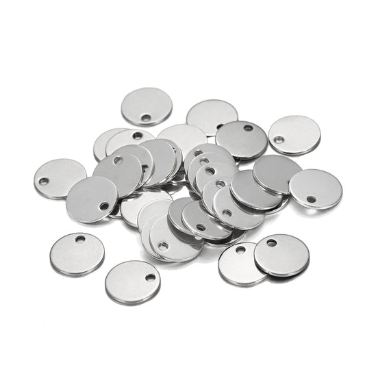 10-50pcs 6-30mm Stainless Steel Round One Hole Charms Pendants