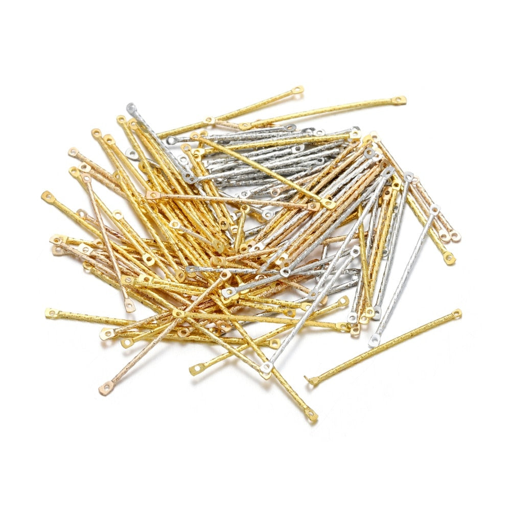 15-40mm Gold Stripe Double Cylinder Bar Earrings, 100Pcs