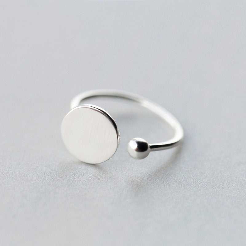 Geometric Disc Beads Silver Ring