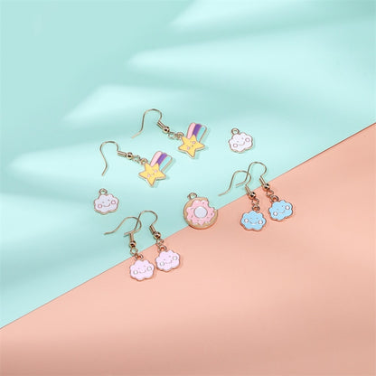 Cute Sun Keychain Cartoon Printing Connectors, 4Pcs
