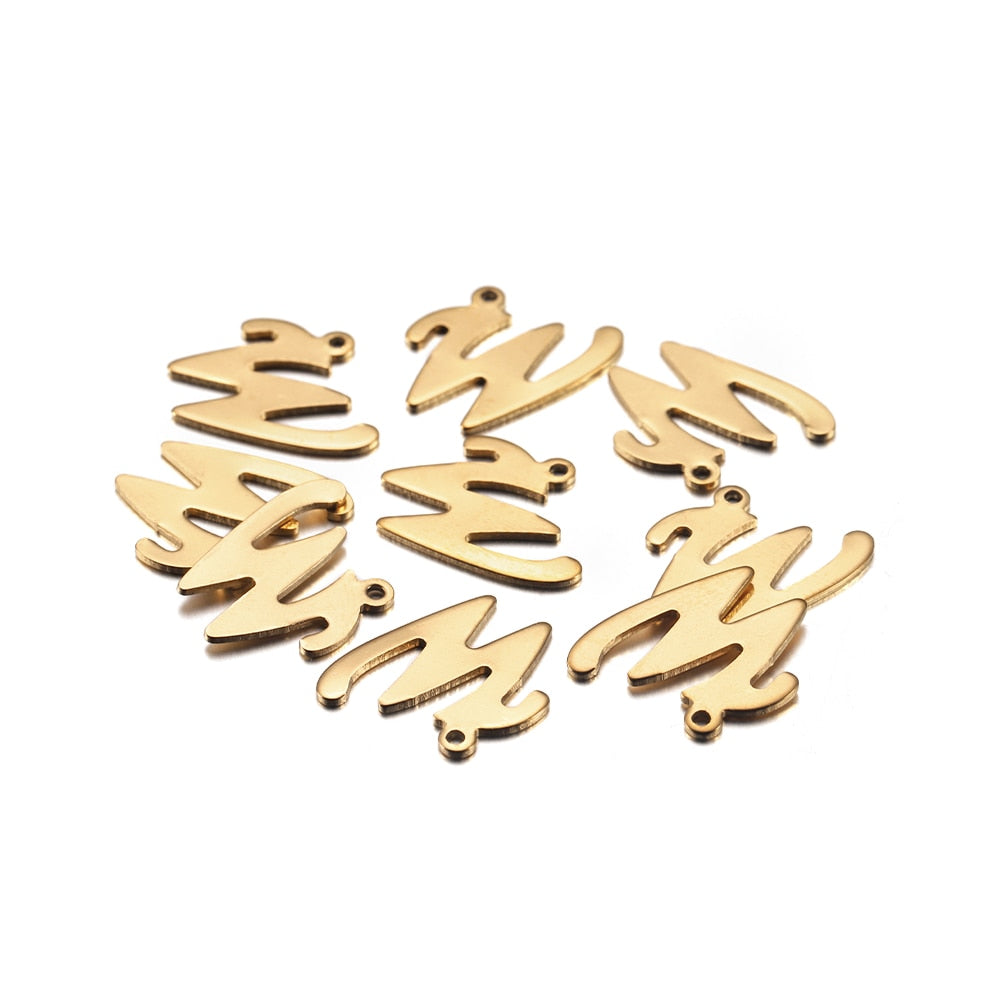 Pendentifs lettres de l'alphabet anglais en acier inoxydable, 26 pièces