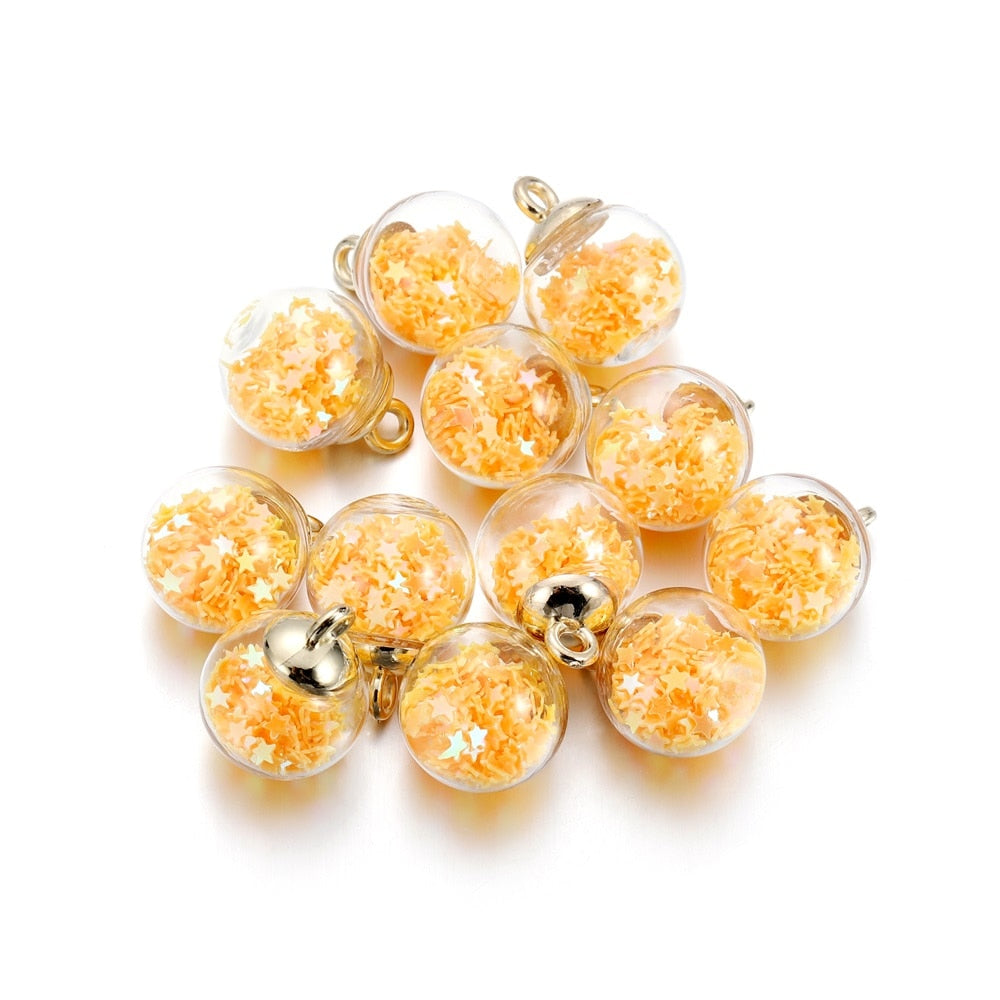 10pcs 16mm Transparent Glass Ball Star Beads