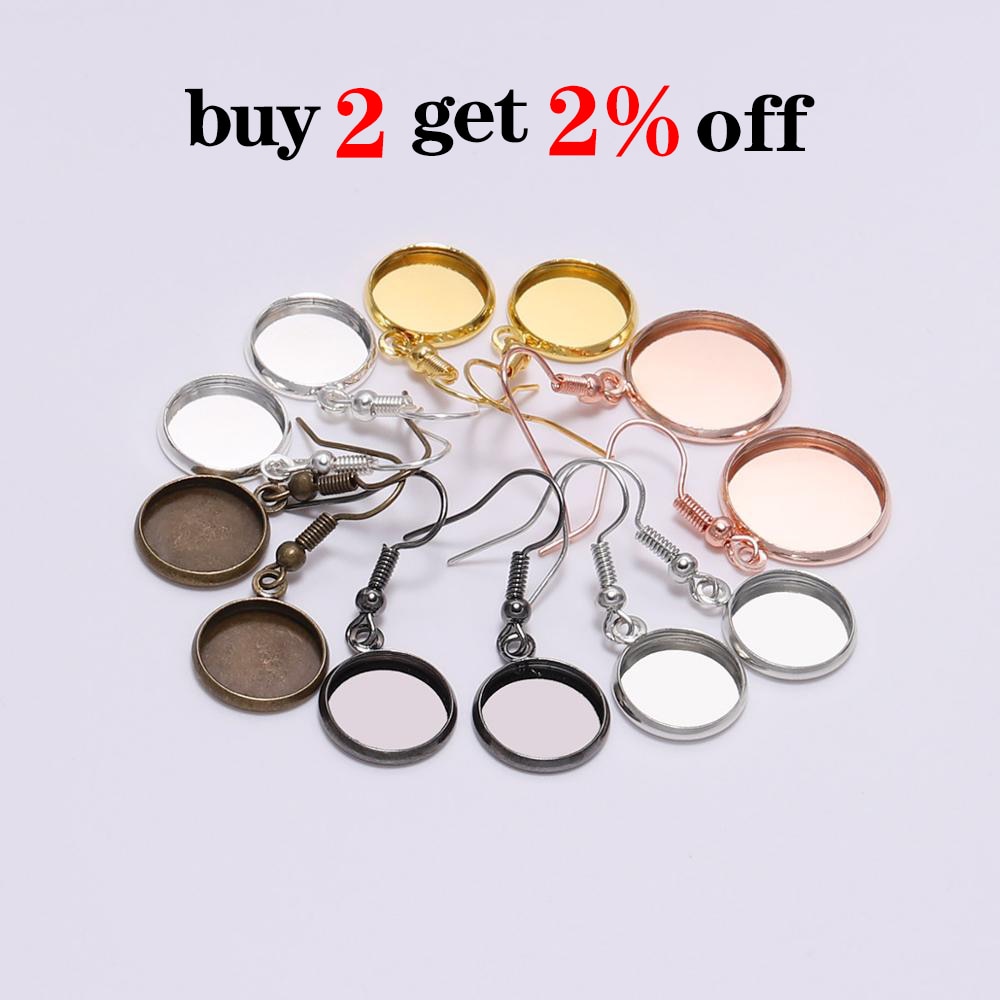 10-25mm Tray Bezel Cabochon Earring Hook, 10pcs