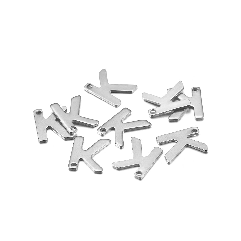 Pendentif lettre alphabet AZ en acier inoxydable, 50 pièces
