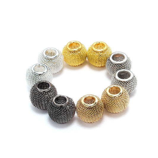 10x12mm Metal Mesh Spacer Bead, Big Hole, 10pcs