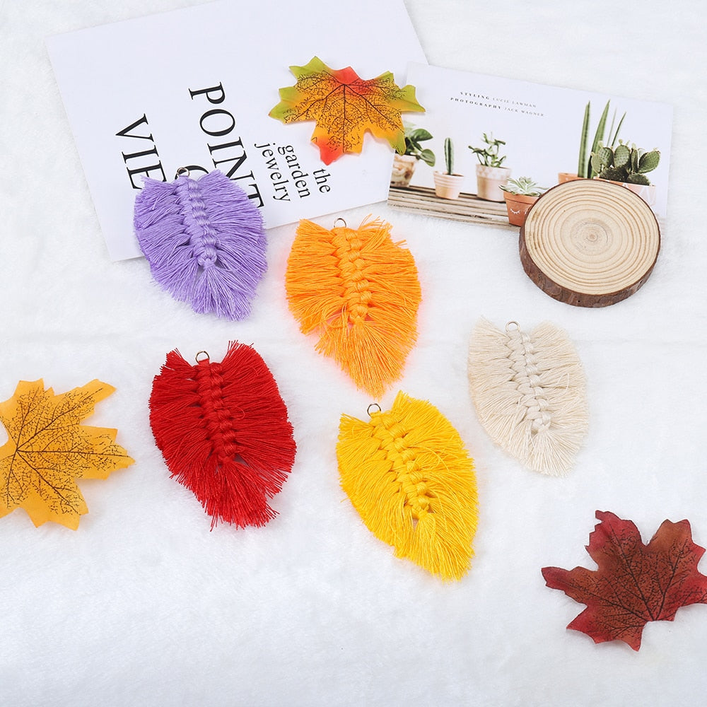 Braided Tassels Leaves Shape Pendant, 2-6 Pcs