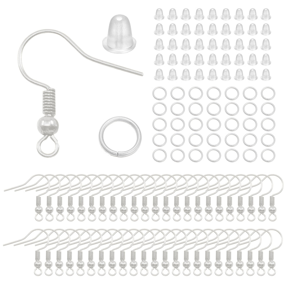 Earring Making Set: Hooks, Rings & Connects, 100-300pcs