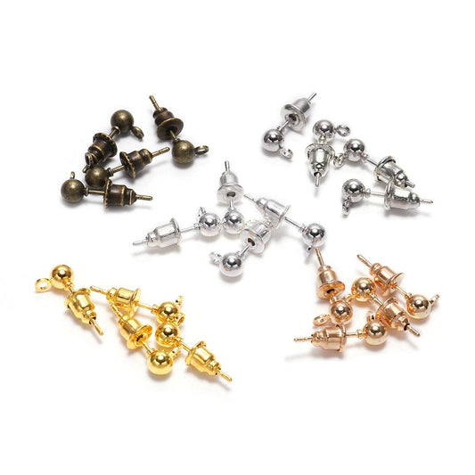 3-6mm Stud Earring Basic Pins, 20-50pcs