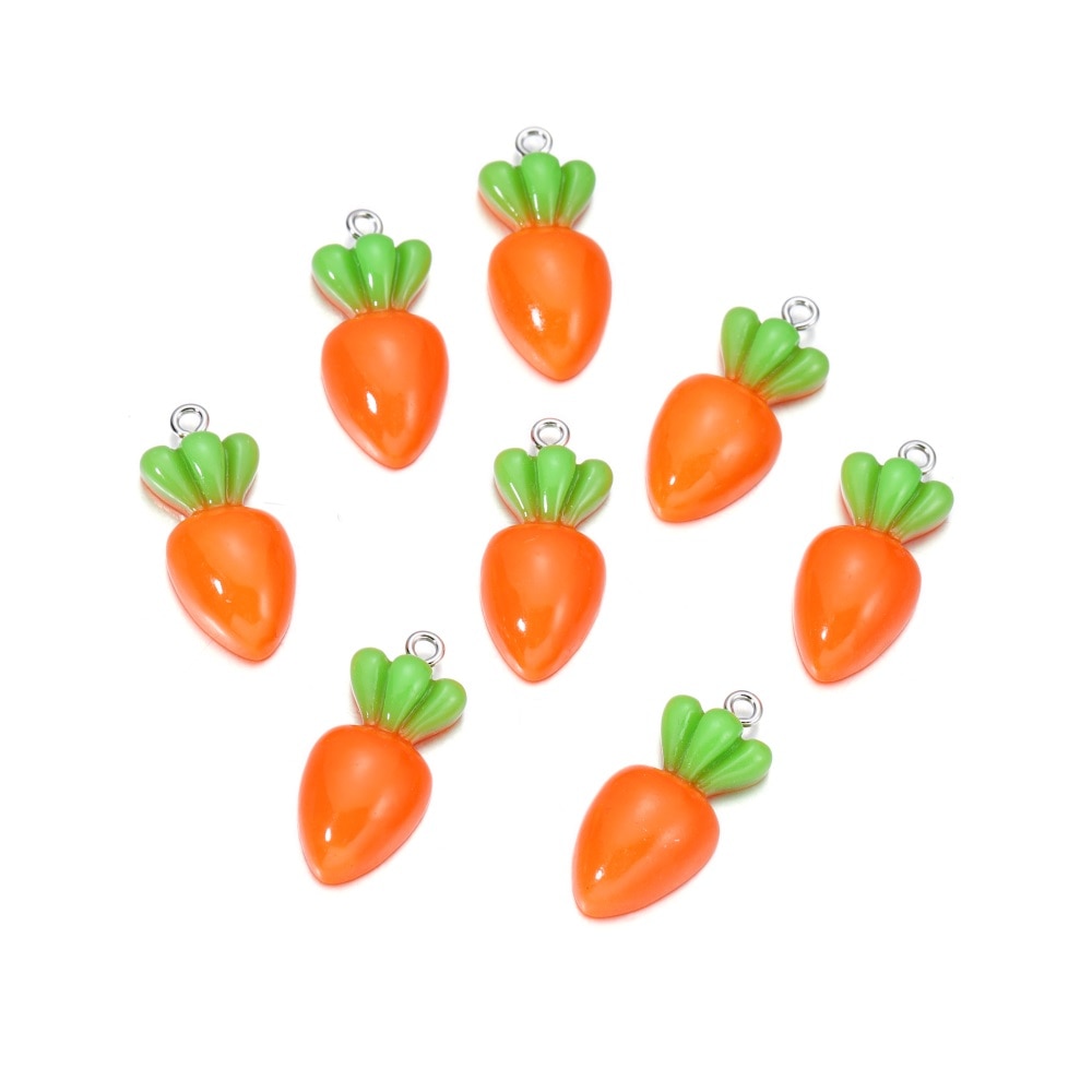 Mixed Fruits Resin Keychain Pendants, 10Pcs