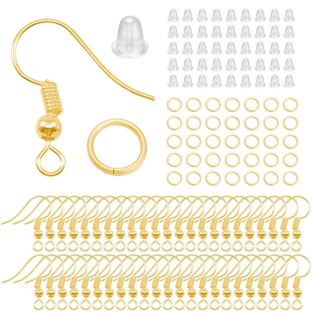 Earring Making Set: Hooks, Rings & Connects, 100-300pcs