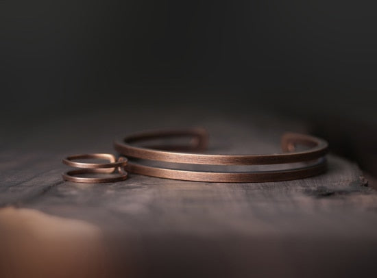 Rustic Viking Luck Cuff: Vintage Copper Bracelet for Men and Women