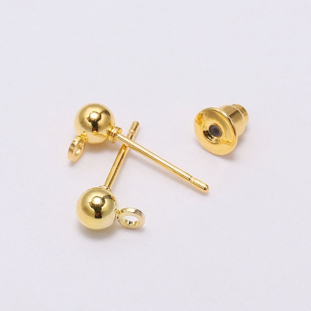 3-6mm Stud Earring Basic Pins, 20-50pcs