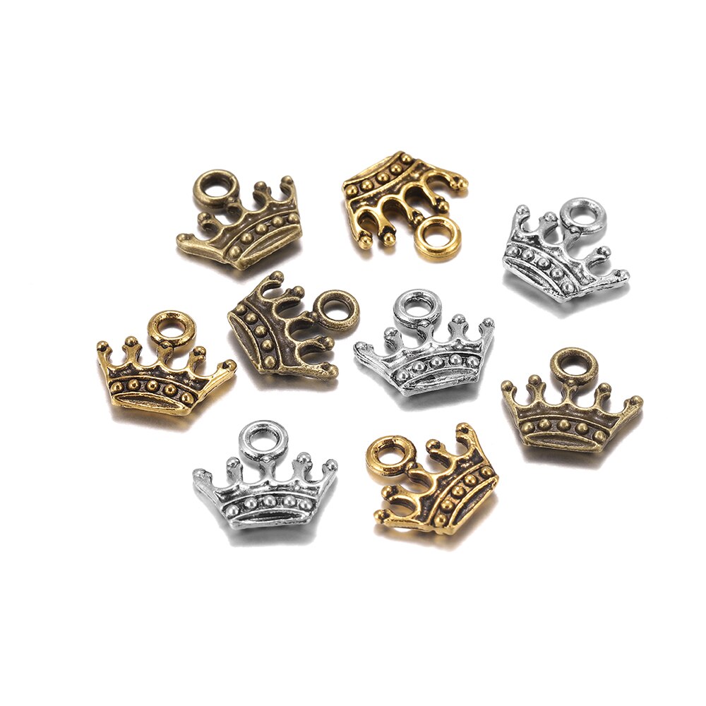 20 pendentifs couronne à breloques tibétaines 13x14mm