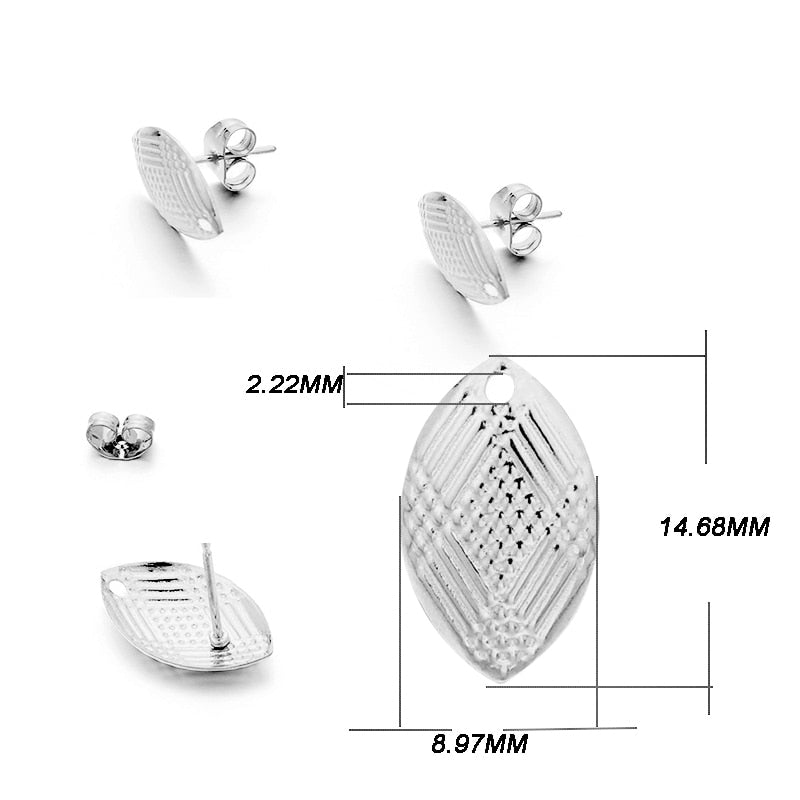 Stainless Steel Geometric Earring Stud Base, 10pcs