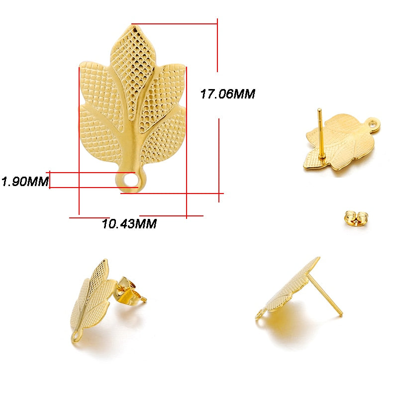 Stainless Steel Geometric Earring Stud Base, 10pcs