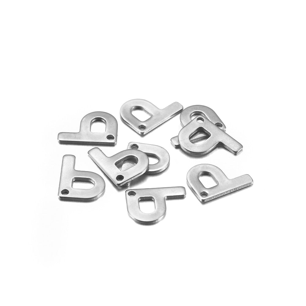 Pendentif lettre alphabet AZ en acier inoxydable, 50 pièces