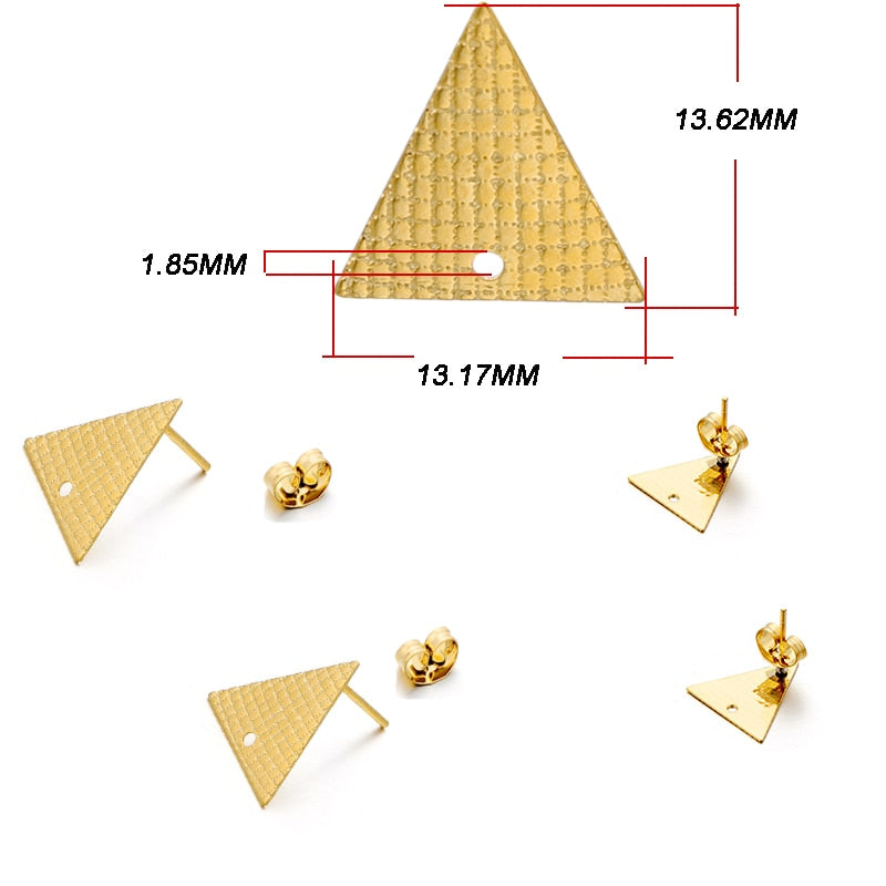 Stainless Steel Geometric Earring Stud Base, 10pcs