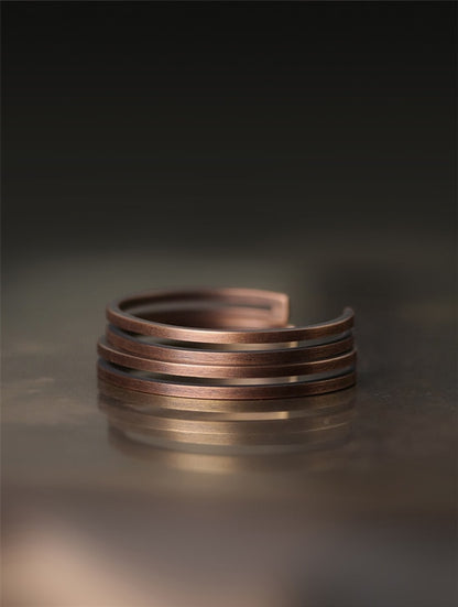 Rustic Viking Luck Cuff: Vintage Copper Bracelet for Men and Women