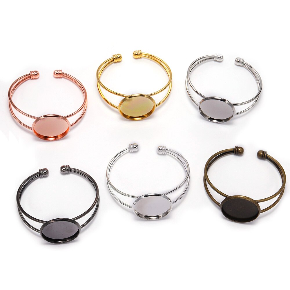 18 20 25mm Gold Bangle Bracelet Cabochon Base