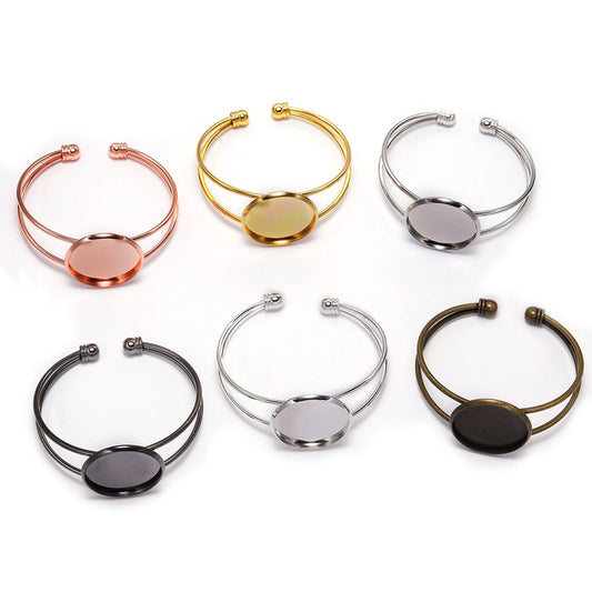 18 20 25mm Gold Bangle Bracelet Cabochon Base