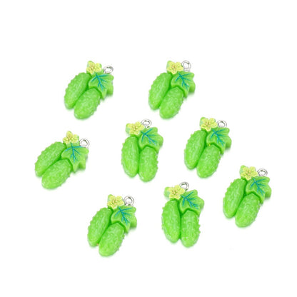 Mixed Fruits Resin Keychain Pendants, 10Pcs