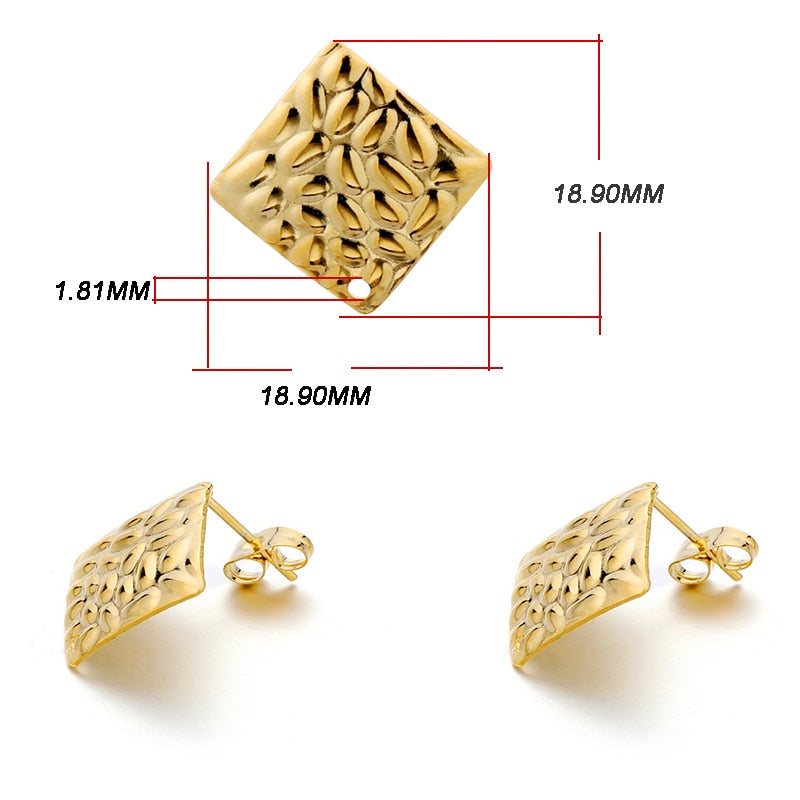 Stainless Steel Geometric Earring Stud Base, 10pcs