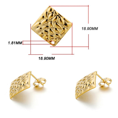 Stainless Steel Geometric Earring Stud Base, 10pcs