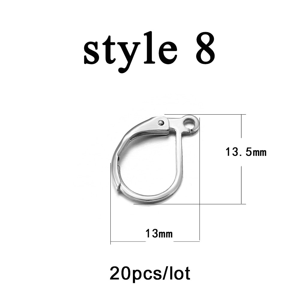 Crochets de boucles d'oreilles hypoallergéniques en acier inoxydable, 20 à 50 pièces