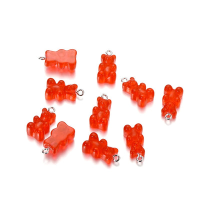 Candy Color Resin Mini Bear Charms, 10pcs