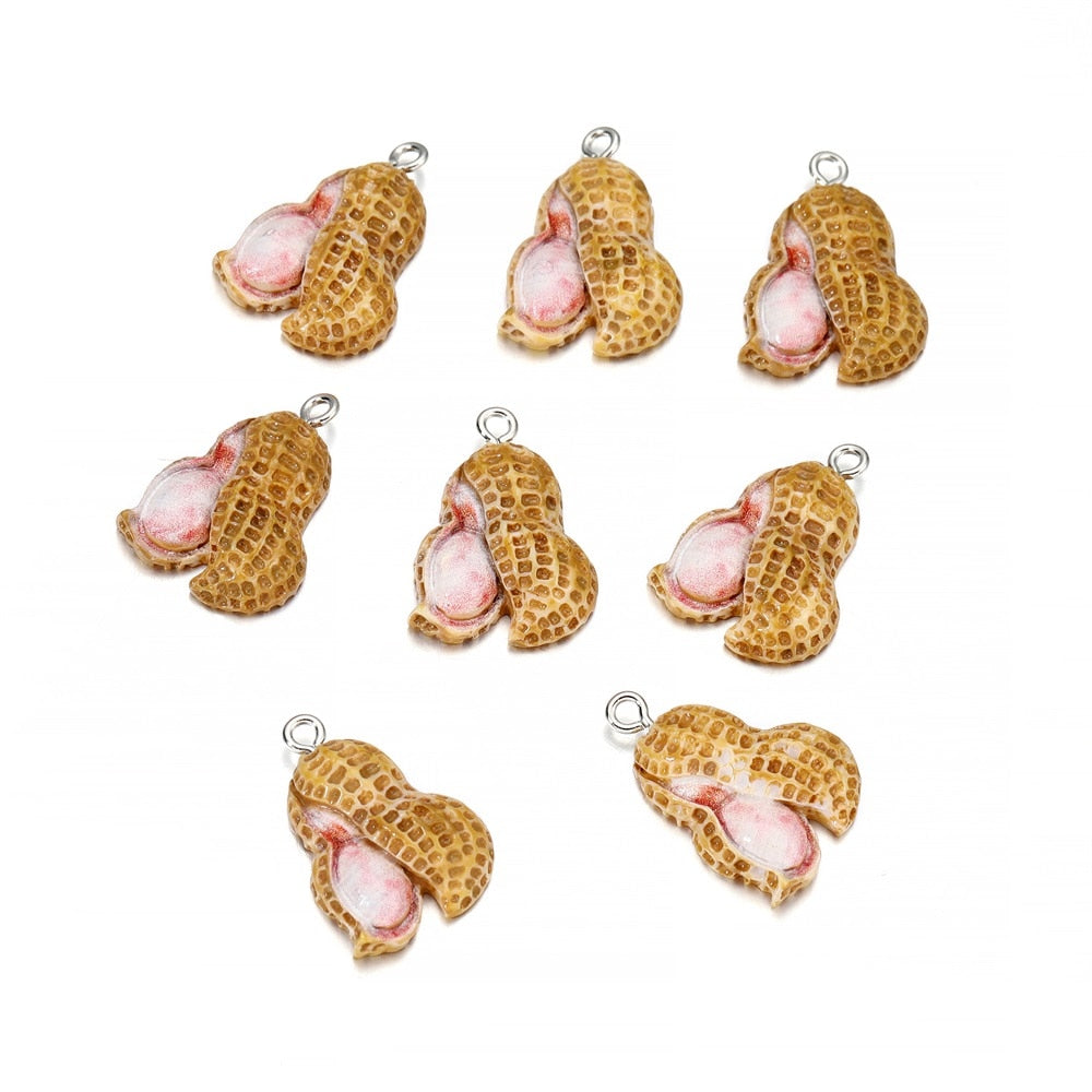 Mixed Fruits Resin Keychain Pendants, 10Pcs