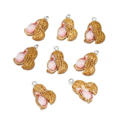 Mixed Fruits Resin Keychain Pendants, 10Pcs