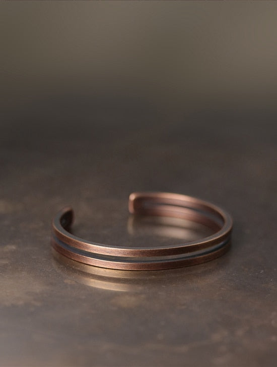 Rustic Viking Luck Cuff: Vintage Copper Bracelet for Men and Women