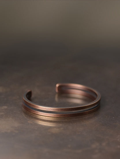 Rustic Viking Luck Cuff: Vintage Copper Bracelet for Men and Women
